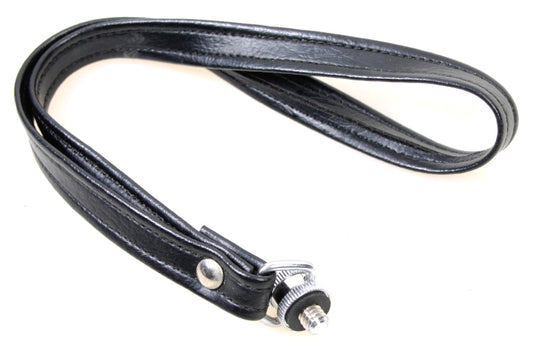 Vintage 1960s Black Faux Leather Camera Swivel Wrist Strap