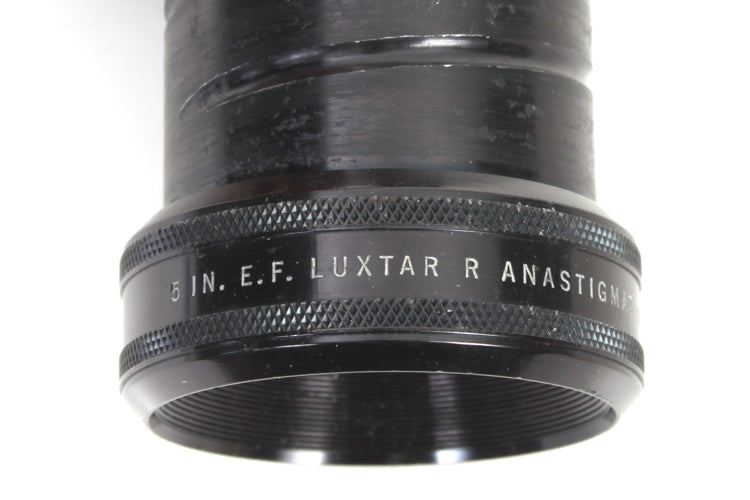 VINTAGE 5 INCH E.F LUXTAR R ANASTIGMAT F 3.5 VIEWLEX LENS