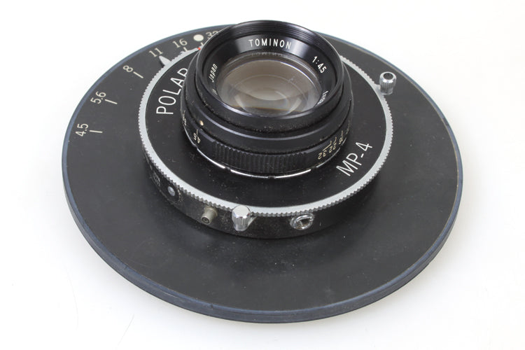 POLAROID MP4 COPAL SHUTTER + RING + LENS BOARD W 135MM 4.5 LENS