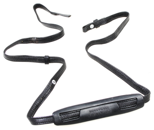 Vintage 1960s Black Leather Honeywell Pentax Neck Strap with Rubber Neck Pad