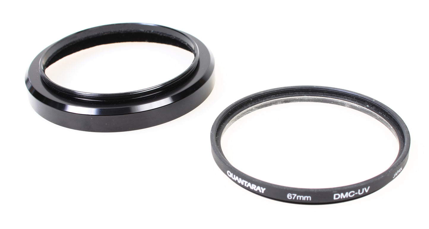 67mm Heavy Duty Black Metal Lens Hood with Black Velvet Lining and UV Filter Set