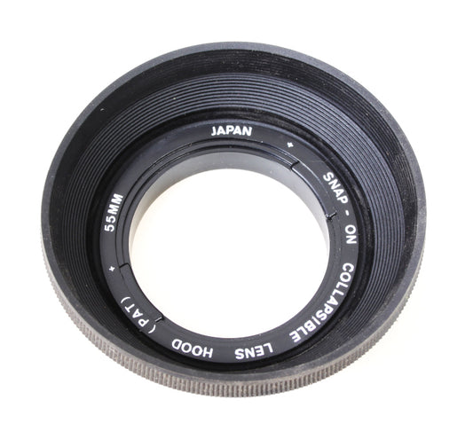 55mm Snap-On Collapsible Black Rubber Sun / Lens Hood