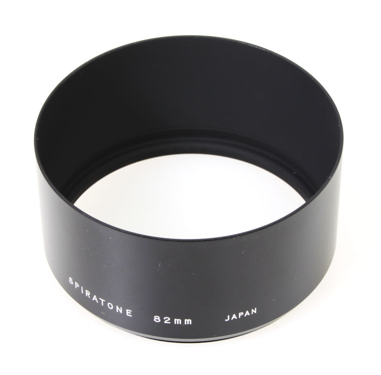 Vintage 82mm Spiratone Hard Black Plastic Lens Hood in Original Box