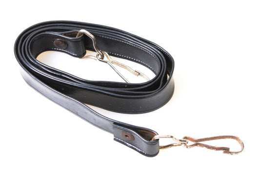 Vintage 1970s Shiny Embossed Black Vinyl Camera Strap with Metal Clips