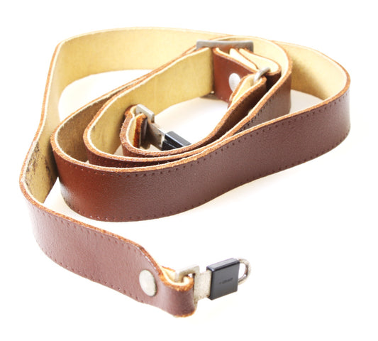 Classic Wide Brown 1980s Vintage Camera Strap with Locking Clips