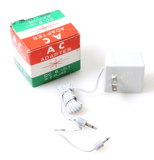 Vintage AC Adapter DC 6 Volt W 2 Plugs Model AD 600 in Box