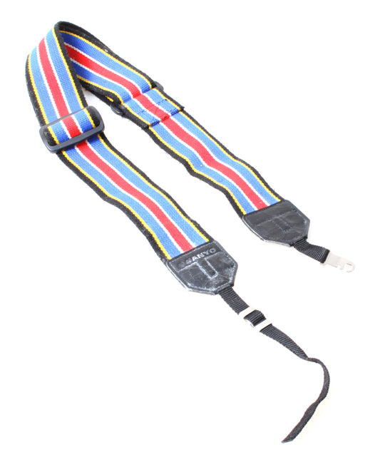 Vintage Sanyo Red / Black / Yellow / Blue Woven Fabric Wide Camera Strap