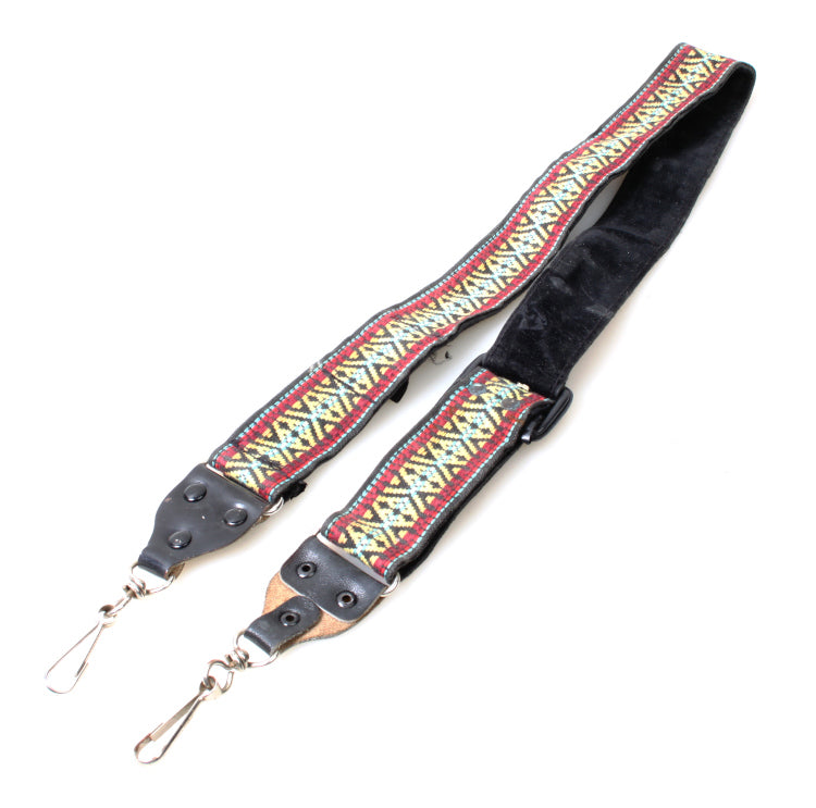 Retro 1970s Embroidered Medium Width Camera Strap, Multi-Color Rainbow