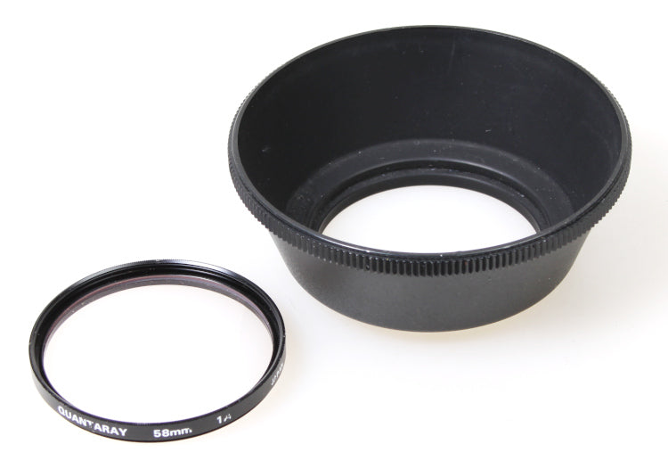 58mm Hard Black Plastic Sun/Lens Hood with UV Filter
