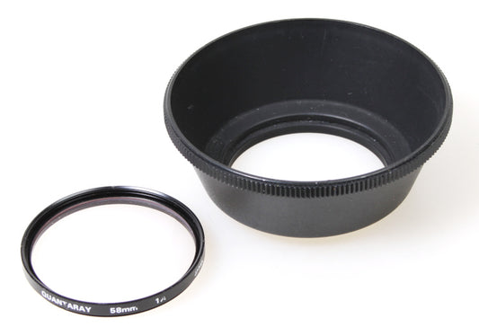 58mm Hard Black Plastic Sun/Lens Hood with UV Filter