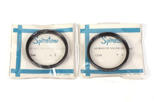 SPIRATONE 43MM CLOSE UP LENS +1 & +2 GLASS NEW SET 2