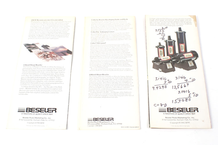 BESELER 23CII ENLARGER BROCHURE + 2 MORE SET 3
