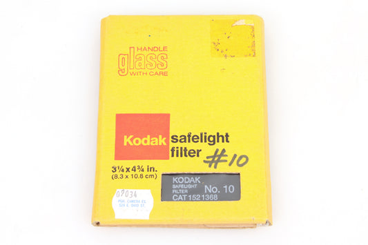 NIB KODAK 3 1/4 X 4 3/4 #10 GLASS DARKROOM SAFELIGHT FILTER - NEVER USED