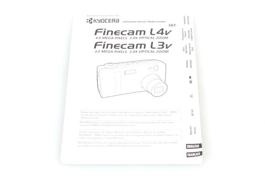 KYOCERA FINECAM L4V L3V INSTRUCTION MANUAL ENGLISH AND FRENCH
