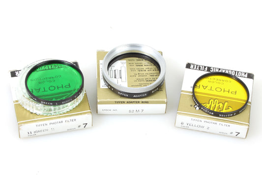 Tiffen 52mm Series 7 Adapter Ring + Yellow + Green Filters Set 3