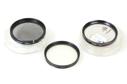 49mm Filters (3) UV/ Haze Polarizer Close Up +1