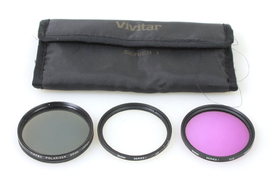 55mm Filters (3) in Case UV Fld Purple Polarizer