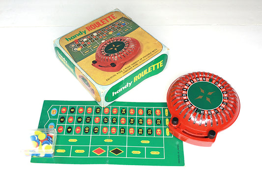 Vintage Handy Roulette Set Chips Board Collectors Item Battery Operated Works