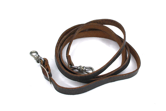 Camera Strap Thin Black Leather W Clips 1950s