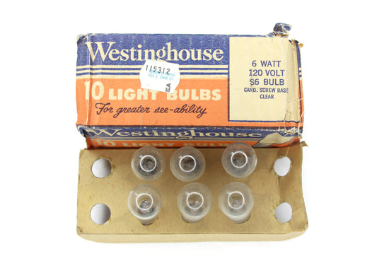 6w 120v S6 Clear Candelabra Base Light Bulb Westinghouse Lot 6