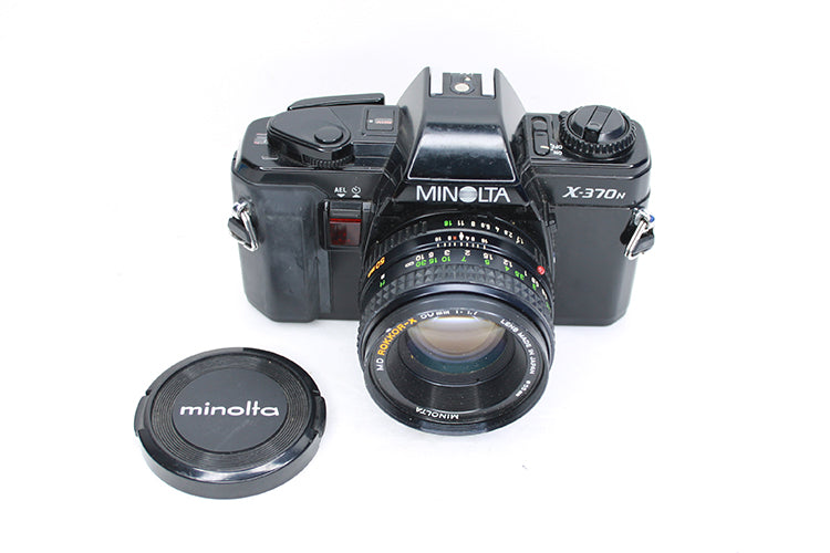 X-370n Film Camera Minolta Black Body W 50mm F/1.7 Lens & Cap & Manual