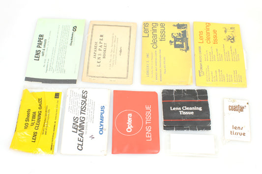 Photographic Lens Cleaning Tissue Lot 10 Assorted Size Packs