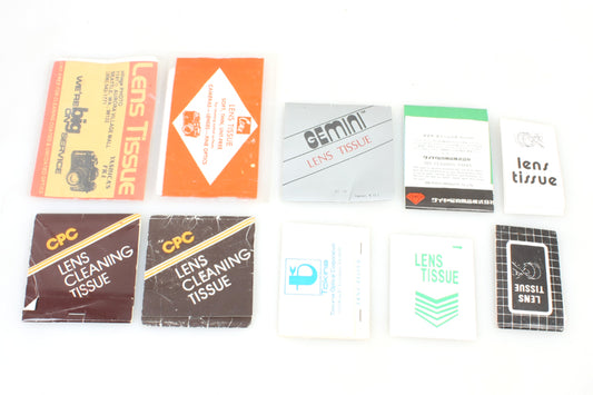 Photographic Lens Cleaning Tissue Lot 10 Assorted Size Packs
