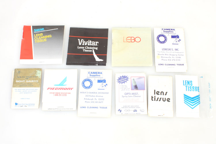 Camera Lens Tissue Various Size Packs Lot of 10