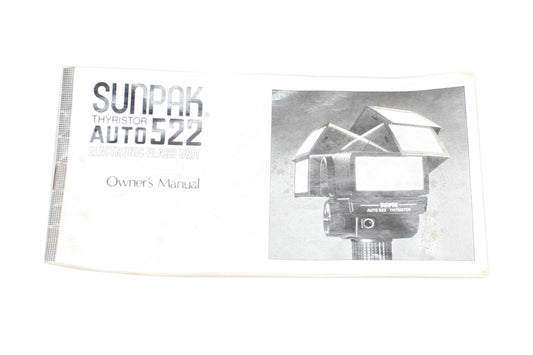 Sunpak Thyristor Auto 522 Electronic Flash Unit Owners Manual