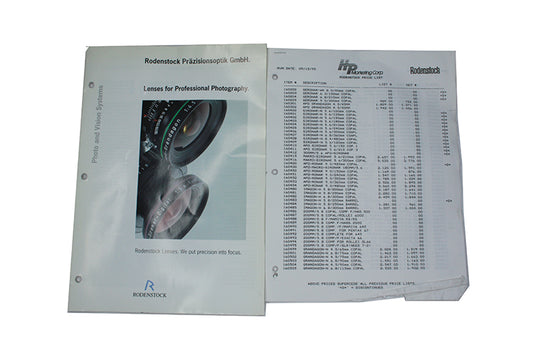 Rodenstock Lenses Brochure & Rodenstock Price List From 1995