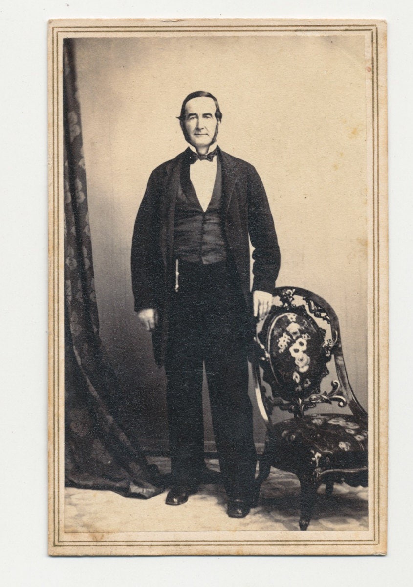 Vintage 1800s CDV Card Photo Of Gruff Man With Comb Over Philadelphia Pennsylvania
