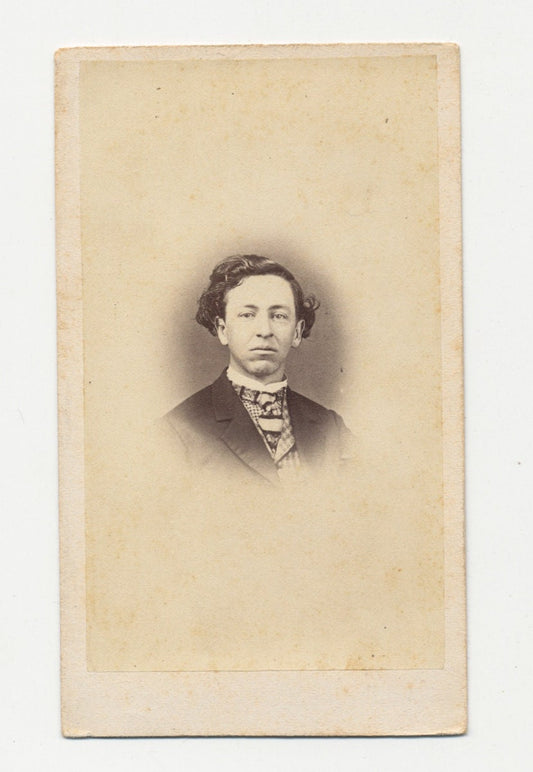Antique CDV Photo from the 1800's of Hoity-toity Man//Pompous Attitude//Crazy Hair