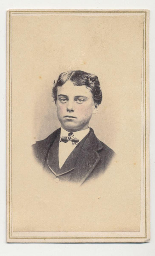 Vintage 1800s CDV Photo of Young Man With Suave Hair in Pa.//Lifeless Expression//19th Century Bored Look Portrait