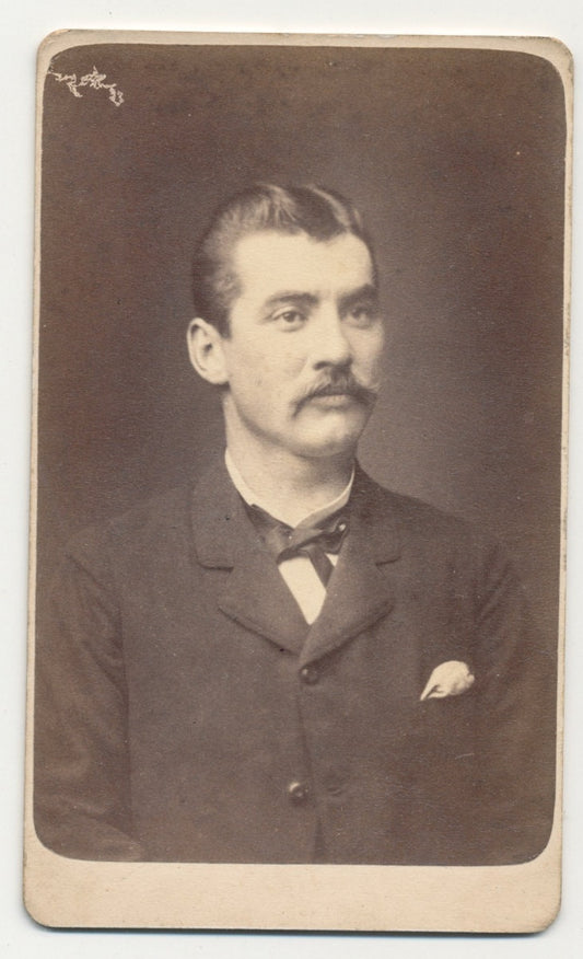 Vintage 1800s CDV Photo Of Man with Pristine Mustache, Lancaster Pa.