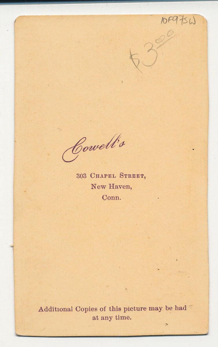 CDV Photo Card from New Haven of Girl with Sullen Expression//1800's Little Girl in Plaid Dress