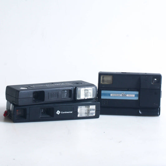 Kodak Disc Camera And Two 110 Cameras Set Of 3//Steampunk Parts//Prop
