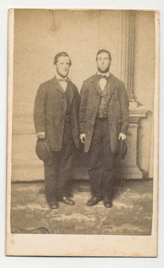 Vintage 1800's CDV Photo of Two Men In Matching Attire Lancaster Pa.//Antique Group Portrait//Sepia Toned Image