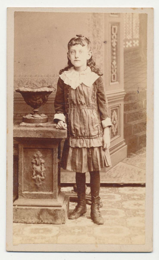 1800's CDV Photo of Girl In Short Dress//Vintage New York Portrait//Portrait of Little Girl 19th Centurty