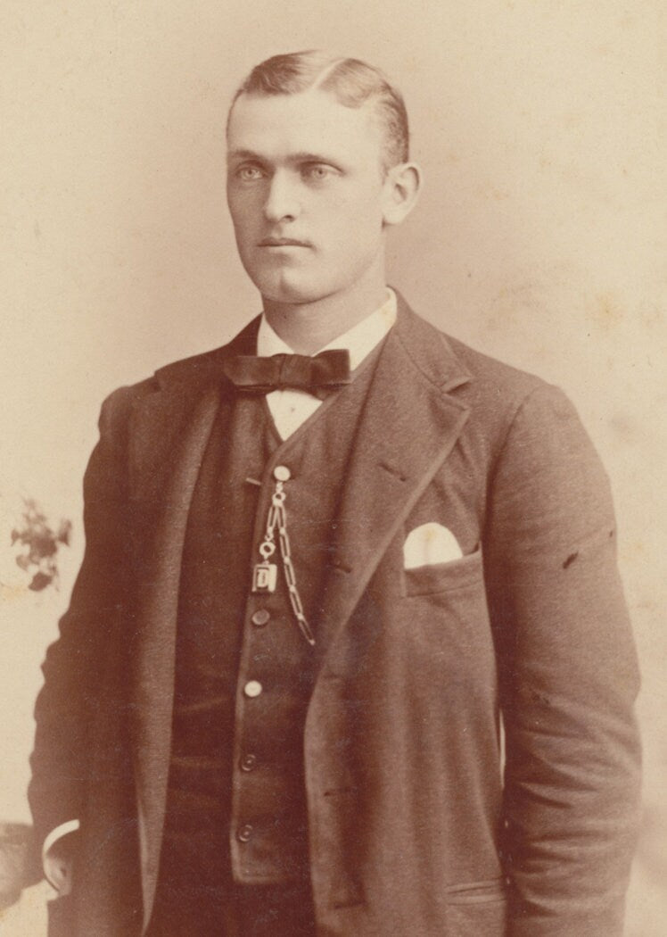 Handsome Man in Three Piece Suit w/ Pocket Square, Chain. Cabinet Card. Chicago