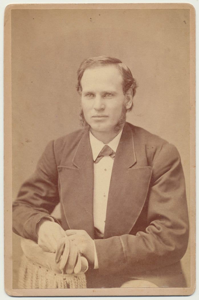 Man w/ Mutton Chops, Thick Suit, and Gloves. Cabinet Card. Ripon, Wisconsin.