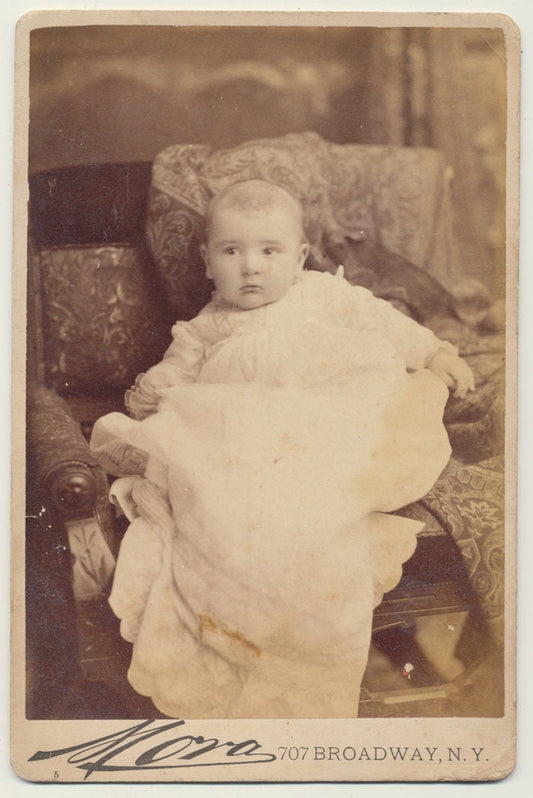 Cute Baby in Cascading Dress. Cabinet Card. New York.