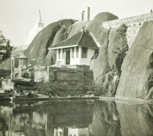 House In Rocks W/ Ancient City Pool Antique Photo On Glass//DIY Lighting Project