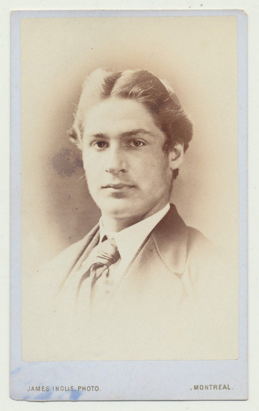 Handsome Canadian Man w/ Middle Parted Hair. CDV. Montreal, Canada.