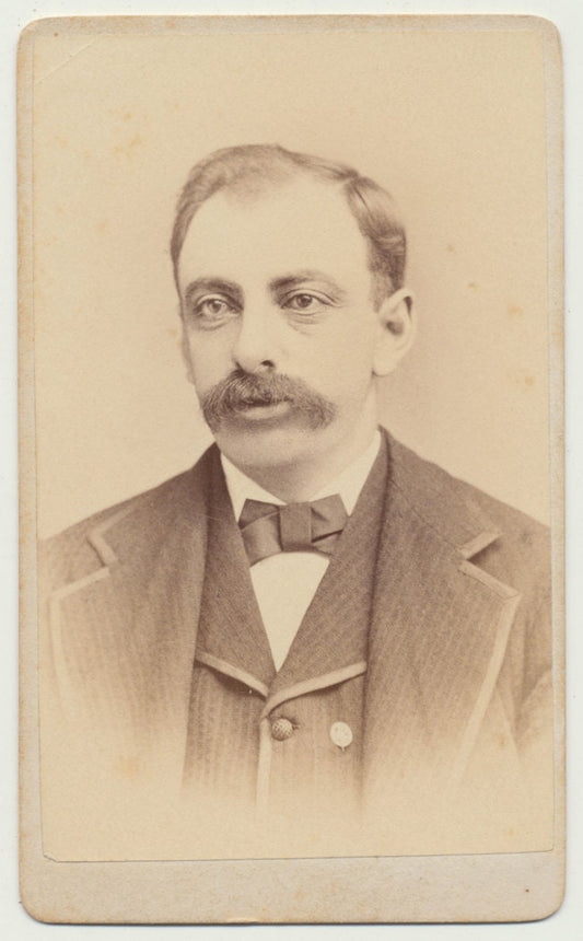 Tired Man w/ Unkempt Mustache and Three Piece Suit. CDV. Charlestown, Mass, USA.