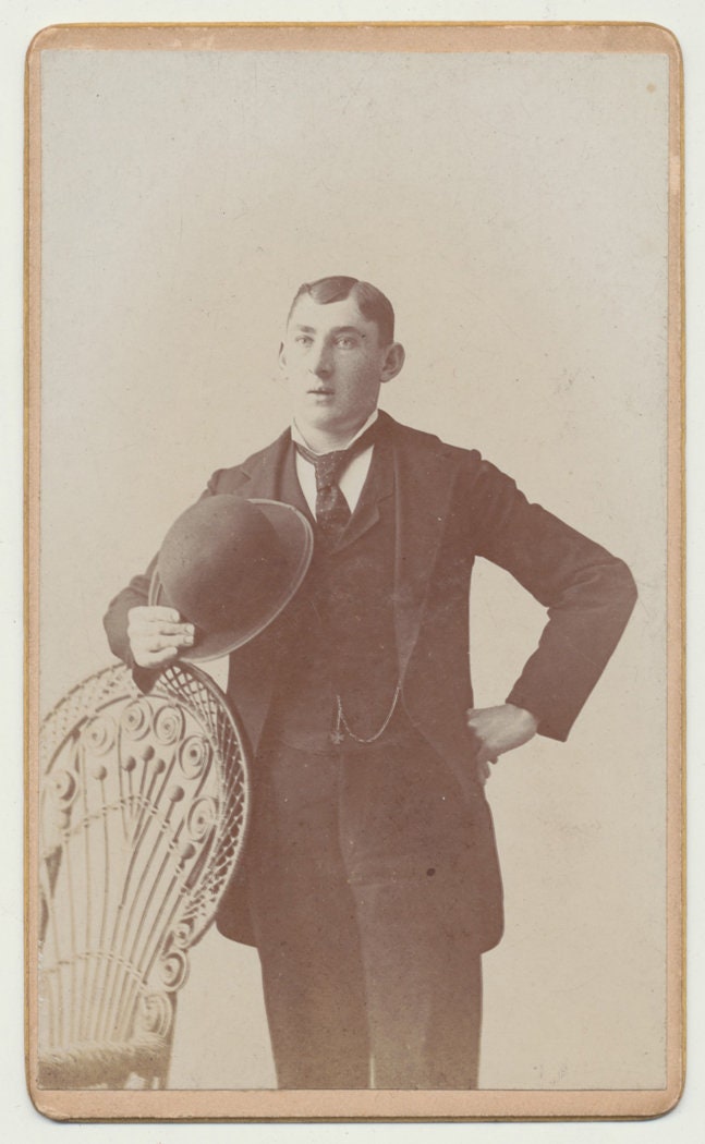 Surprised Young Man w/ Hand on His Hip. CDV.