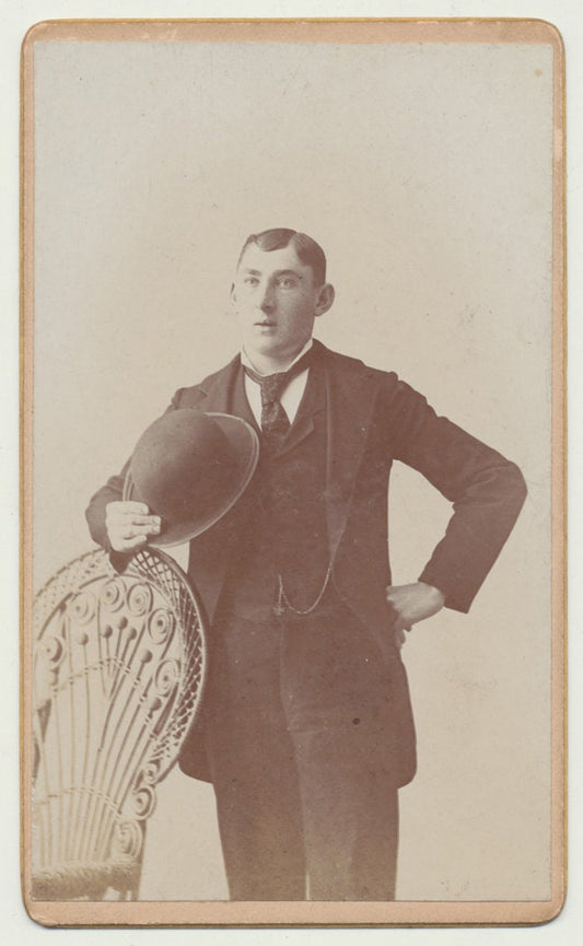 Surprised Young Man w/ Hand on His Hip. CDV.