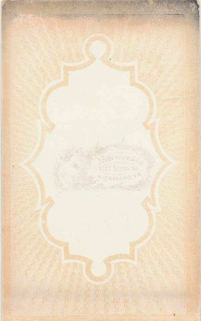 Slim Well Dressed Man w/ Large Mustache. CDV w/ Hand Tinted Blush. Richmond, VA.