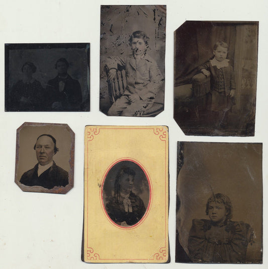 1860s Tintype Lot of 6. Various Portraits. Various Sizes.