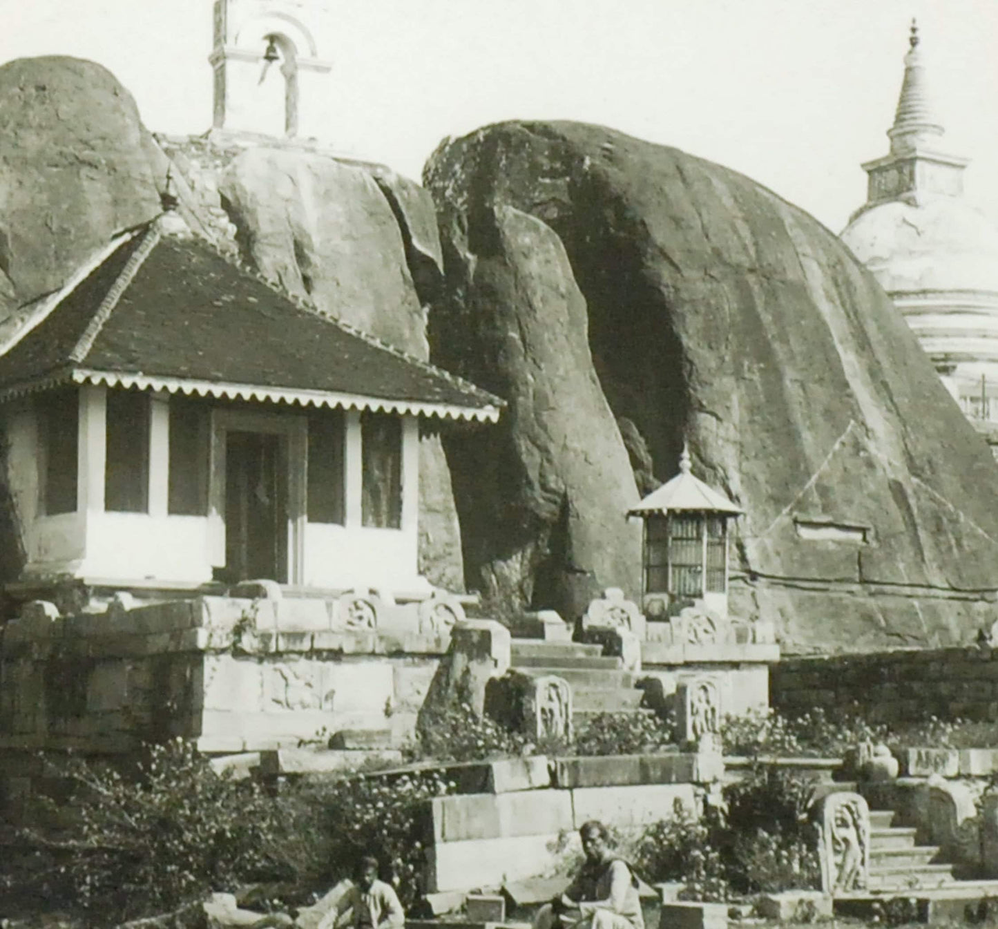 Capital of Ceylon Unique House in Rock, Antique Photo On Glass//DIY Art