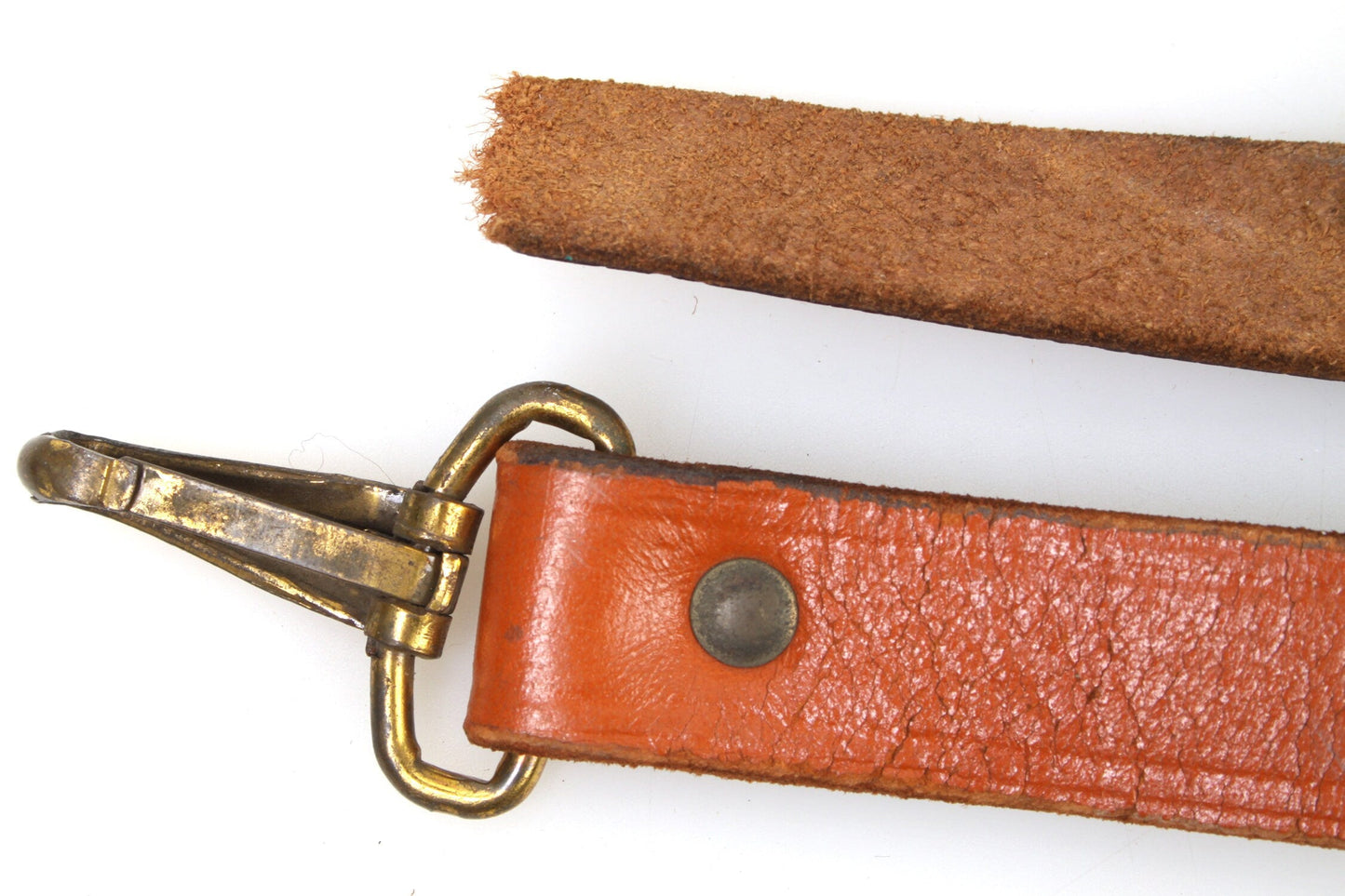 Camera Strap Brown Leather w/ Brass Clip, 1960s